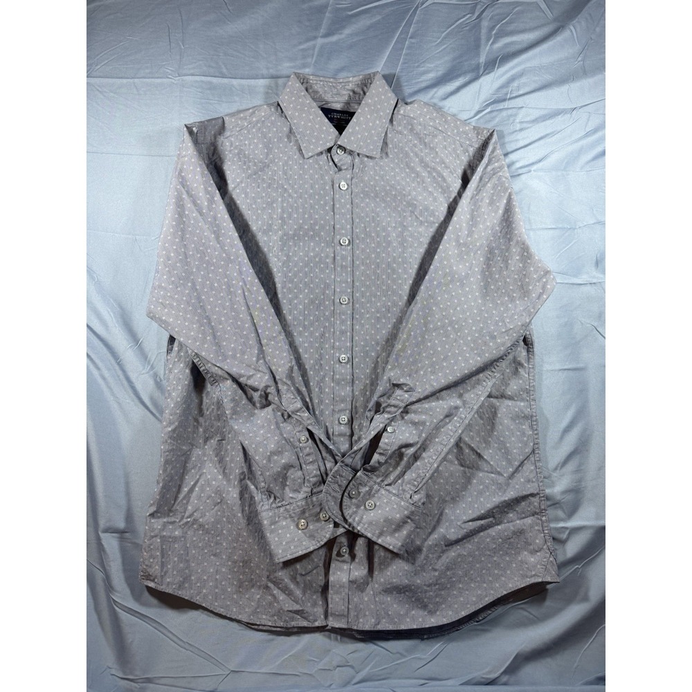 Charles Tyrwhitt Men's Gray Extra Slim Fit Long Sleeve Button Up Size Large